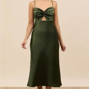 Park & Fifth Green Midi Slip Dress with Cutout